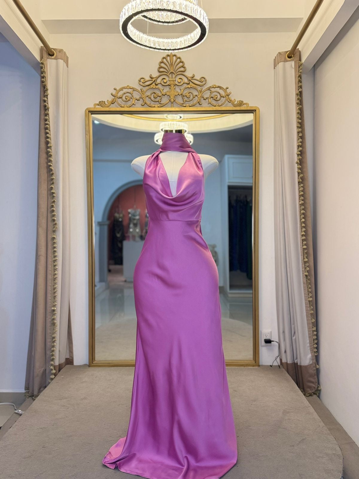 Vestido halter rosa