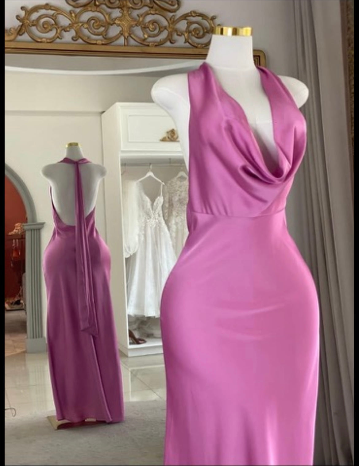 Vestido halter rosa